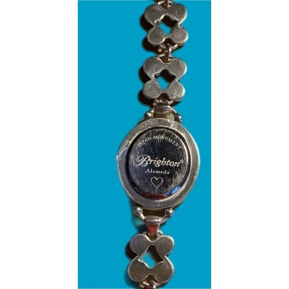 Brighton ALAMEDA Silver Oval Face TAOS Link Band Watch New Battery Works
